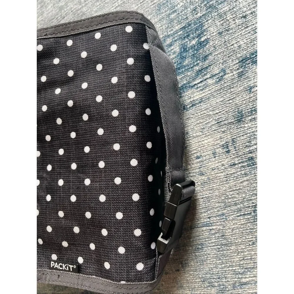 Packit Gray White Polka Dot Freezable Lunch Bag